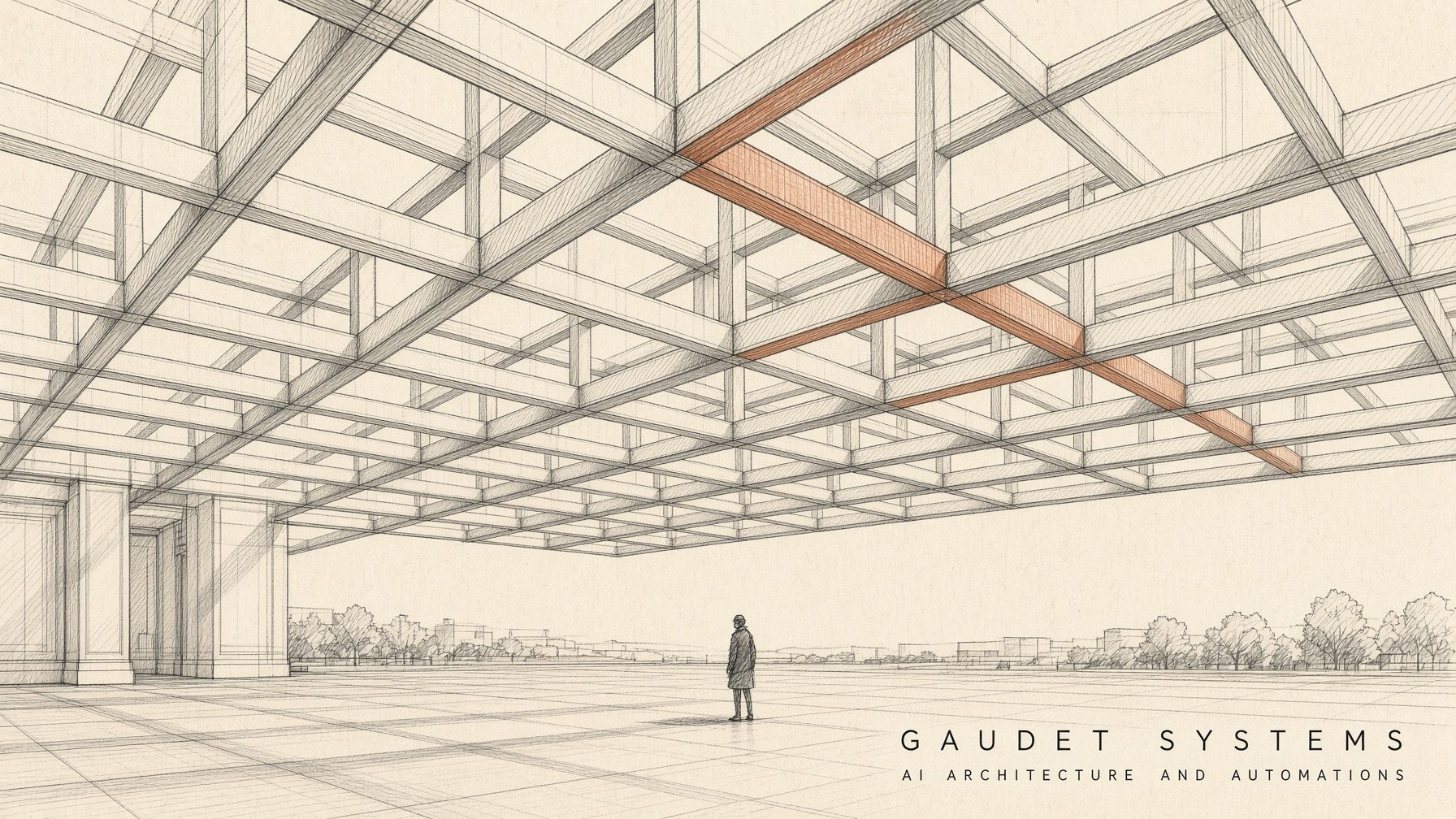 Coffered structural grid drawing with a single highlighted member